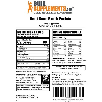 BulkSupplements Beef Bone Broth Protein Powder