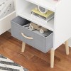 Modern Nightstand with Fabric Drawer and Open Shelf, Bedside Table with Tapered Legs for Bedroom or Living Room-The Pop Home - 3 of 4