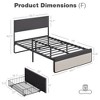 Bed Frame with 2 Storage Drawers, Upholstered Platform Bed Frame with Headboard - 3 of 4