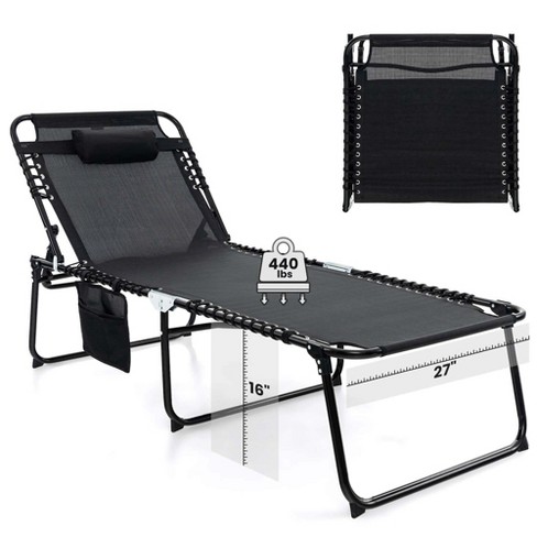 Costway Folding Lounge Chaise Chair 4 Position Patio Recliner w/Pillow Sunbathe Chair - image 1 of 4