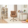 Velvet/Teddy Fabric 360 Swivel Home Office Chair With Gold Metal Base And Universal Wheels, Height-Adjustable Task Chair 4L - ModernLuxe - 2 of 4