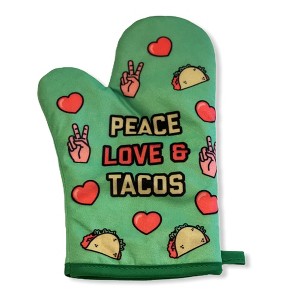 Peace Love Tacos Funny Graphic Novelty Kitchen Accessories - Crazy Dog Bakeware - 1 of 4