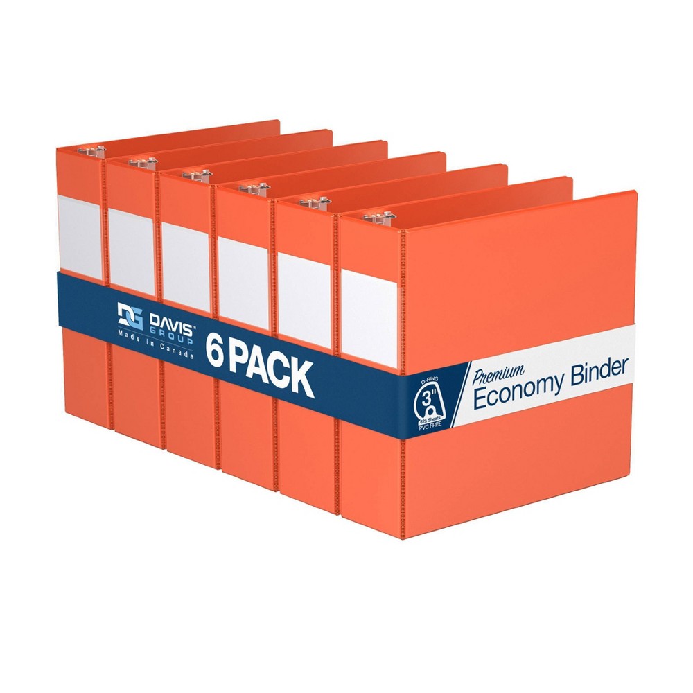 Photos - File Folder / Lever Arch File Davis Group 6pk 3" Premium Economy Round Ring Binders Orange: 625 Sheet Capacity, Hard Cover, 3 Ringer, 2 Pockets