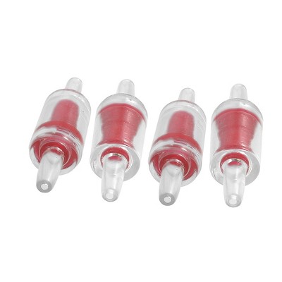 Unique Bargains Aquarium Fish Tank Plastic Air Pump Non-return Check Valves Red Clear 4 Pcs