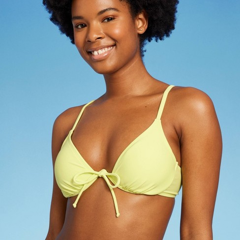 Women s Tie Detail Underwire Bikini Top Wild Fable Yellow Xxs