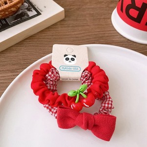 MyKids-USA Versatile Red Cute Strawberry Little Bunny Fabric Hair Rope Hair Tie - 1 of 1
