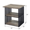 TiramisuBest Farmhouse Nightstand Side Table, Wooden Rustic End Table, Tall Bedside Table with Electrical Outlets Charging Station - White - 4 of 4