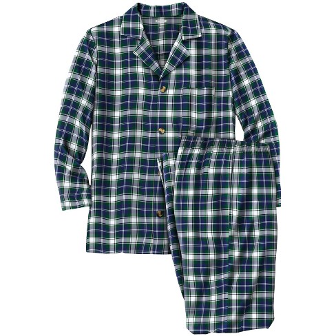 Kingsize Men's Big & Tall Plaid Flannel Pajama Set - 7xl, Green : Target