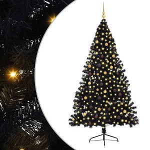 vidaXL Artificial Pre-lit Christmas Tree with 300 LEDs Black 94.5" PVC - 1 of 4