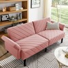 NicBex 87 Inch Velvet Convertible Folding Sofa Bed Tufted Couch with Adjustable Armrests for Living Room,Office,Reading Room - 2 of 4