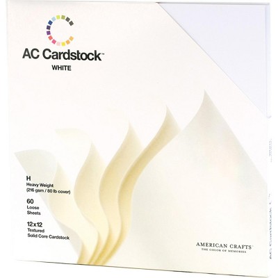 American Crafts Textured Cardstock Pack 12"X12" 60/Pkg-Solid White