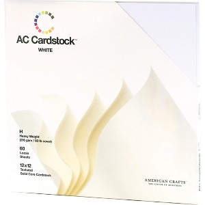 American Crafts Textured Cardstock Pack 12"X12" 60/Pkg-Solid White - 1 of 2