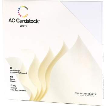 American Crafts Textured Cardstock Pack 12"X12" 60/Pkg-Solid White