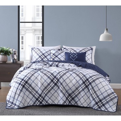 Khalvin Plaid 5pc Quilt - Geneva Home Fashion