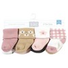Hudson Baby Infant Girl Cotton Rich Newborn and Terry Socks, Blush Flower - 2 of 4