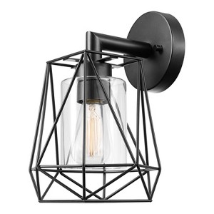 Globe Electric Sansa 1-Light 11.9" Metal Indoor Outdoor Wall Sconce Black - 1 of 4