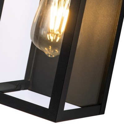 Matte Black Motion Sensor Outdoor Wall Lantern Set