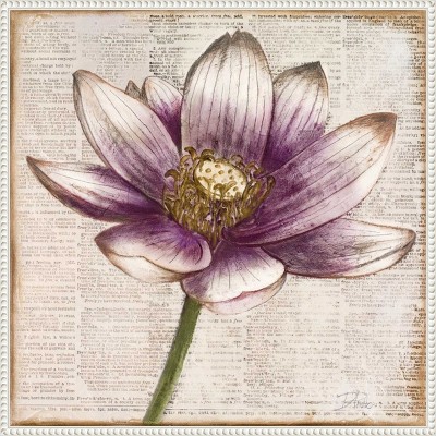 Purple Lotus Flower Beaded Framed Canvas Wall Art