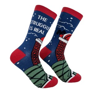 Crazy Dog Women's The Struggle Is Real Socks Funny Sarcastic Santa Graphic Novelty Xmas Footwear for Ladies - 1 of 4