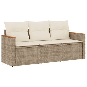 vidaXL Garden Sofa Set Beige Poly Rattan Large Modular Garden Sofa Set - 1 of 4