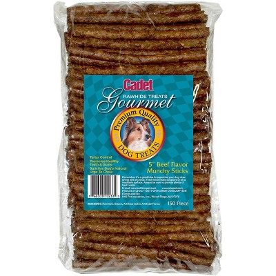 Cadet 5 Inch Rawhide Munchy Beef Basted Sticks (150 Pack)