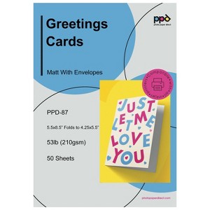 PPD Matte Printable Greeting Cards with Envelopes 5.5x8.5" Blank Half Fold to 4.25x5.5" 50 sheets 210 gsm for Inkjet Printers - 1 of 4