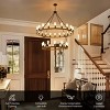 BAOURE 40in 16 Lights Wood Wagon Wheel Chandelier Farmhouse Black Rustic Pendant Light for High Ceilings Entryway Foyer Dining Room Living Room - 4 of 4