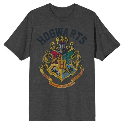 Harry Potter Hogwarts Crest Men's Charcoal Heather T-shirt-large : Target