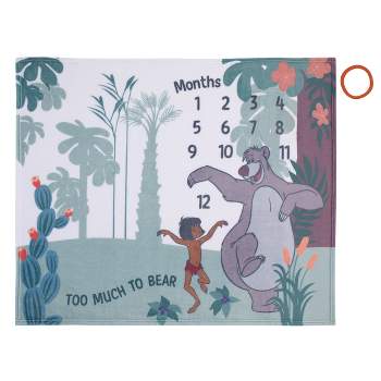 Disney Jungle Book Green and White Too Much To Bear Super Soft Photo Op Milestone Baby Blanket