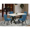 HomeStock 5-Piece Rectangle Natural Oak Finish Solid Wood Top Dining Table with 4 Parson Chair - 2 of 4