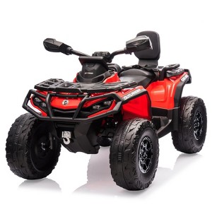 Jojoka 4 Wheel Kids ATV, Bombardier Licensed 4WD Electric ATV, 12V Ride On Toy Car w/4X200W Motors, 2-Seater - 1 of 4