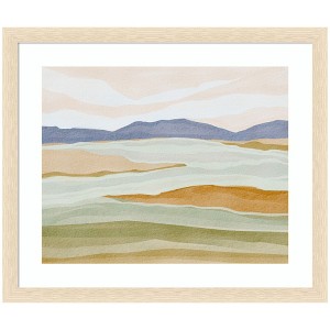 Kate and Laurel Framed Art Dreamy Hillscape by Nikita Jariwala, 26x22, Woodgrain Stripe Blonde - 1 of 4
