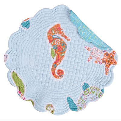 C&F Home St. Kitts Cotton Quilted Round Reversible Placemat Set of 6