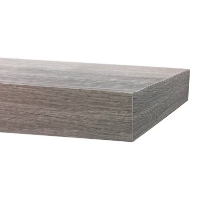 InPlace 60" x 8" Floating Shelf Wall Mounted Hidden Brackets Driftwood Gray: Modern PVC Smooth Finish, MDF Frame
