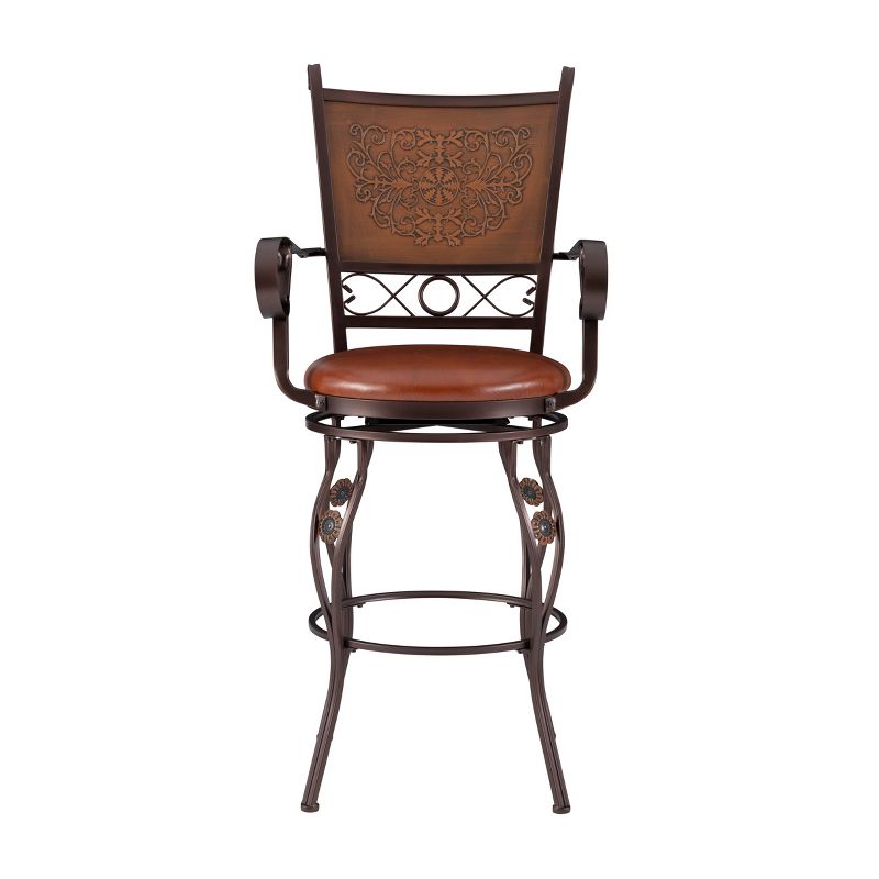 30&#34; Eli Big and Tall Faux Leather Copper Stamped Swivel Seat Barstool - Powell Company, 4 of 14