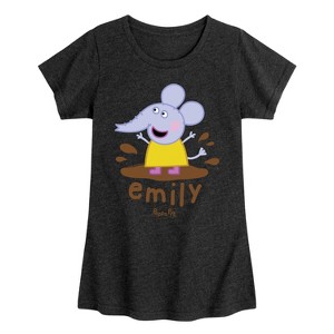 Girls' - Peppa Pig - Emily Elephant Mud Puddle Fitted Short Sleeve Graphic T-Shirt - 1 of 4
