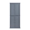PDTEND 72.4" Minimalist Freestanding Kitchen Pantry Storage Cabinet with 4 Doors and Adjustable Shelves - Gray - 2 of 4