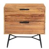 The Urban Port 2 Drawer Wooden Nightstand with Metal Angled Legs Brown/Black - 2 of 4
