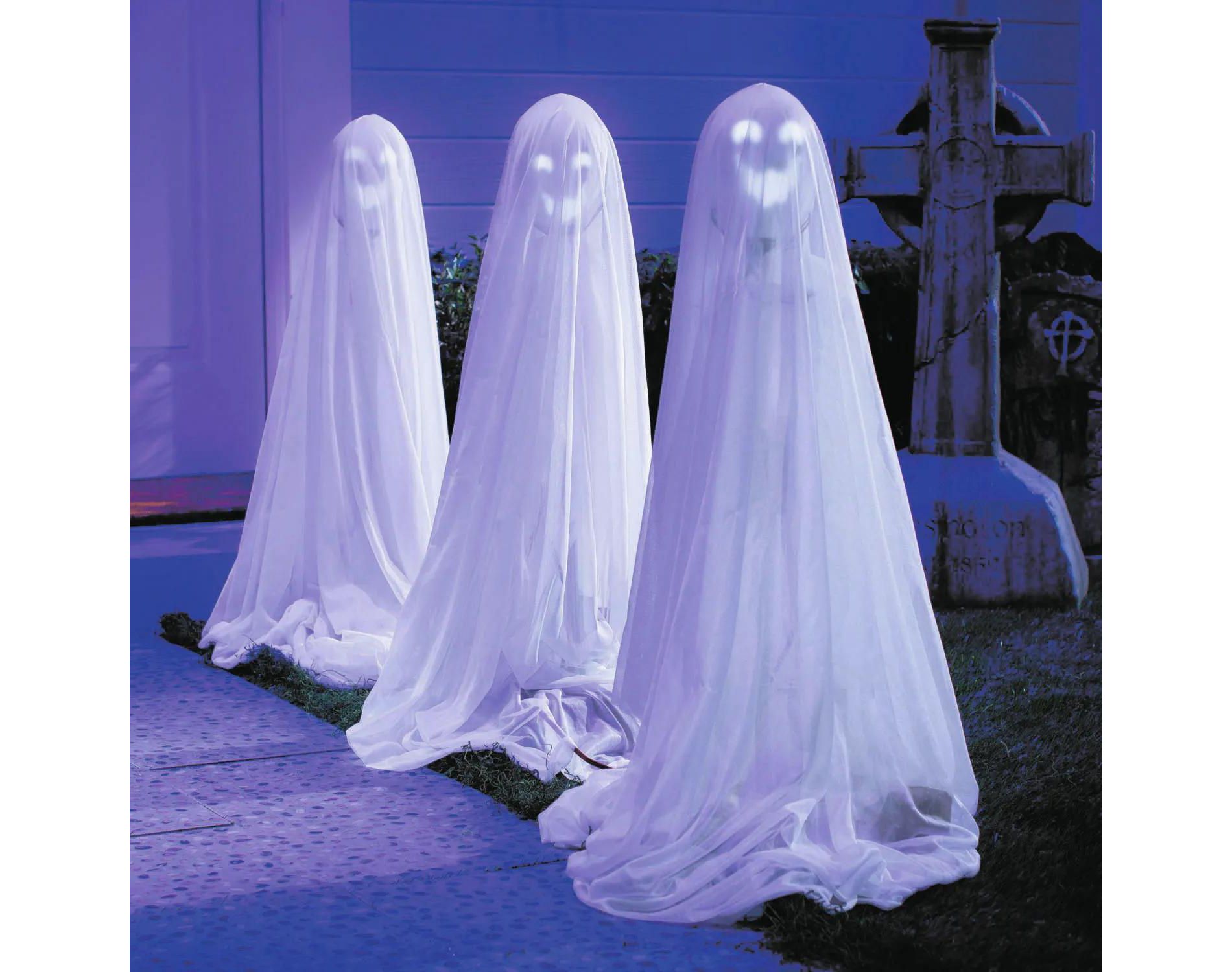 ATC Halloween White Ghosts Talking Light-Up Set of 3 - White