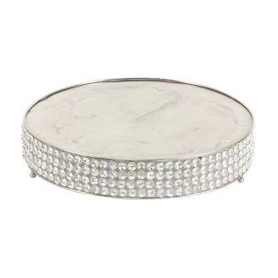 Silver Encrusted Iron Cake Stands with Crystal Beads, Set of 3