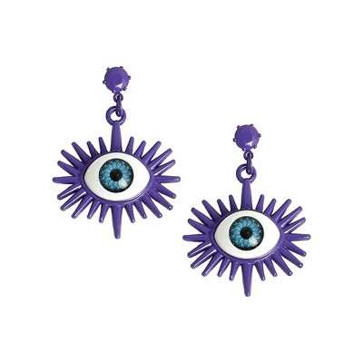 SOHI Women's Amerthyst Purple The Evil Eye's Ray Drop Earrings