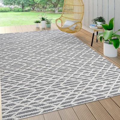 Ararat High-Low Pile Moroccan Diamond Modern Indoor/Outdoor Area Rug  - JONATHAN Y