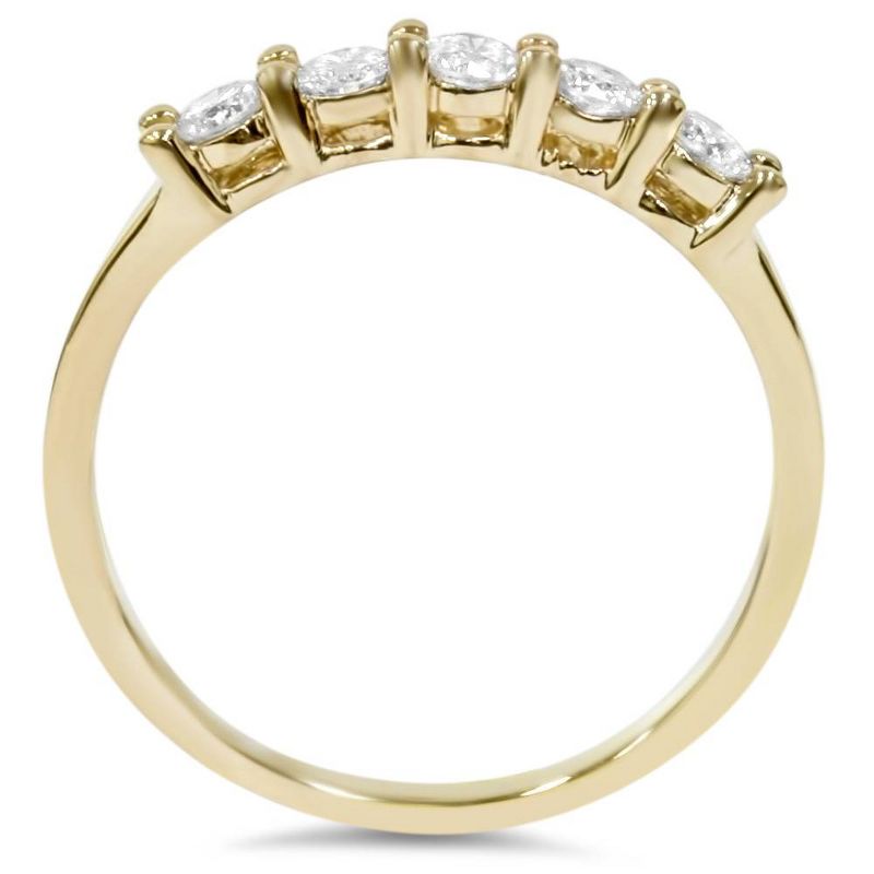 Pompeii3 3/4ct Diamond 5-Stone Wedding Anniversary 14K Yellow Gold Ring, 4 of 6