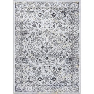 Stain Resistant Non-Slip Machine Washable Area Rug with Distressed Medallion Design for High-Traffic Homes - 1 of 4
