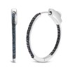 Haus of Brilliance Silver 1/3 Cttw Inside Out Blue Treated Diamond 1MM Wide Hoop Earrings - 2 of 4
