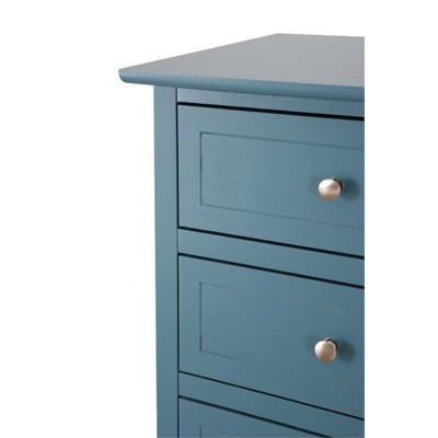 Teal 3-Drawer Solid Wood Nightstand with Nickel Hardware