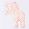 Baby Girls' 2pc Christmas Holiday Candy Cane Heart Fleece Sweatshirt and Jogger Pants Set - Cloud Island™ Pink - 2 of 4