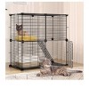 2 Tier Ferret Cage 28in x 14in Cat Enclosure or Rabbit Hutch Black Metal with Lock - 4 of 4