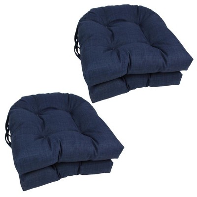 Blazing Needles, 16-inch Spun Polyester Solid Outdoor U-shaped Tufted Chair Cushions (Set of 4)