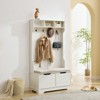 Hyleory Bench and Shoe Storage, Entryway Bench with Coat Rack, Modern Farm House Barn Door with Storage Bench and Hooks for Hallway, Living Room - 3 of 4